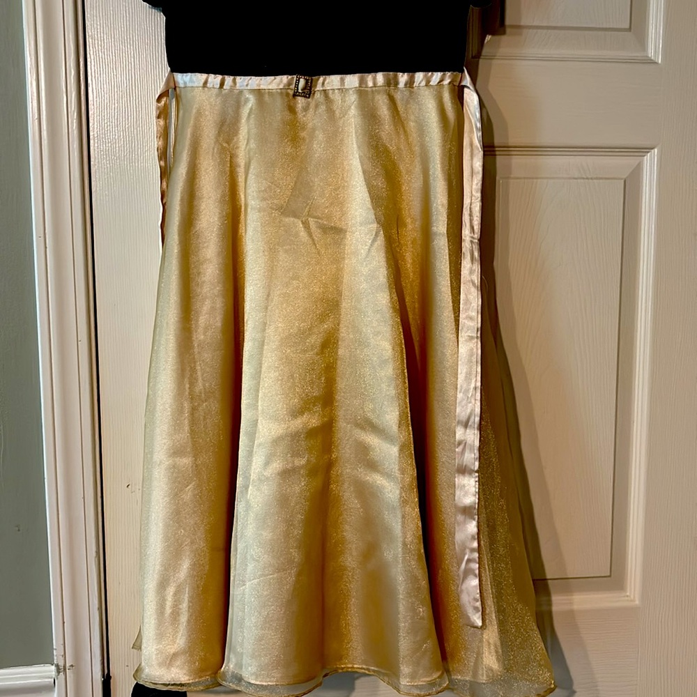 Emily West Black Dress with Gold Sequin tie dress with no zipper. - Picture 2 of 3